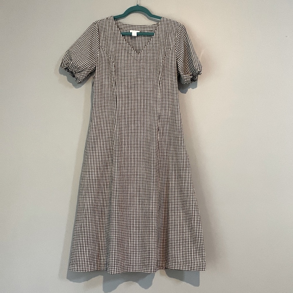 Liz Claiborne Black and White Gingham Midi Dress